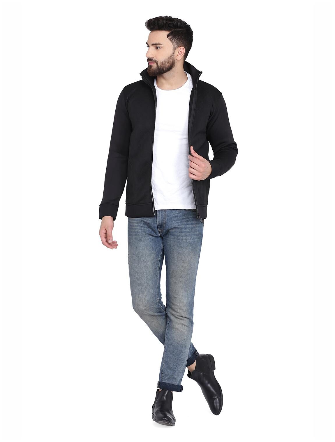 

Galatea Black Blended Solid Jacket