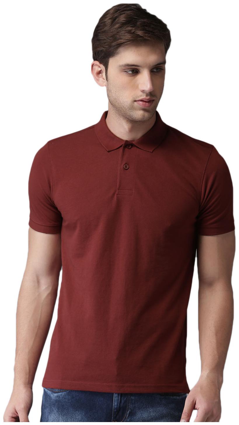 

Galatea Men Maroon Slim fit Cotton Blend Polo collar T-Shirt - Pack Of 1