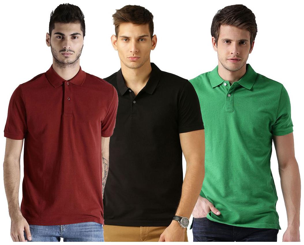 

Galatea Men Multi Slim fit Cotton Blend Polo collar T-Shirt - Pack Of 3