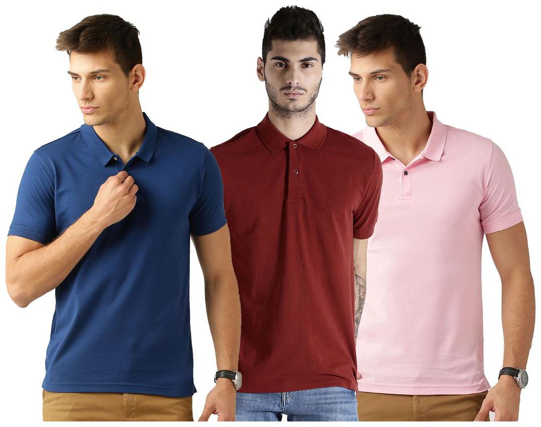 

Galatea Men Multi Slim fit Cotton Blend Polo collar T-Shirt - Pack Of 1