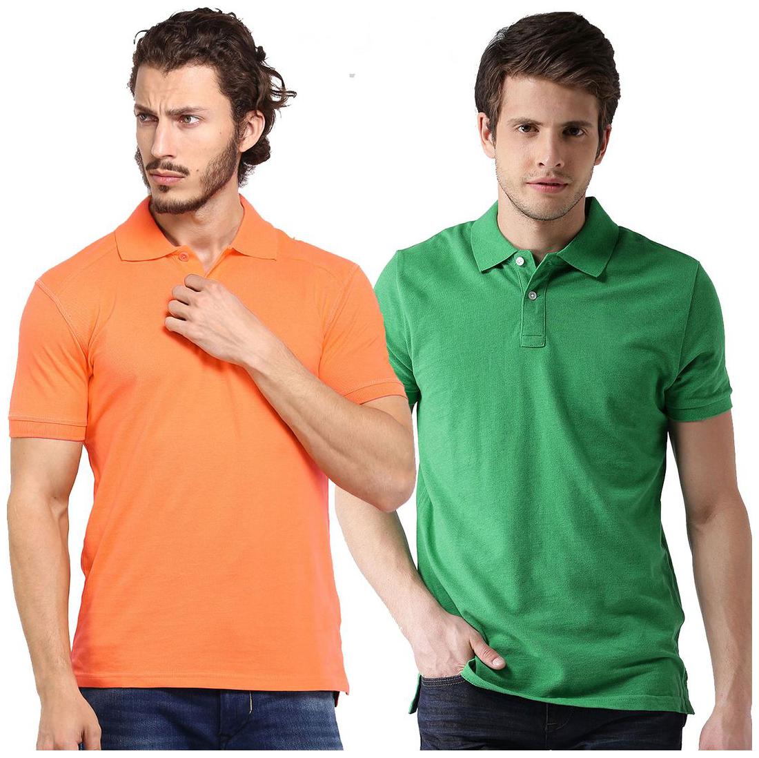 

Galatea Men Multi Slim fit Cotton Blend Polo collar T-Shirt - Pack Of 2