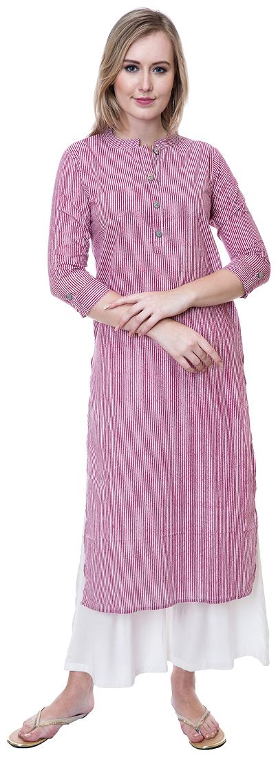 

GALIX Women Purple Striped Straight Kurta