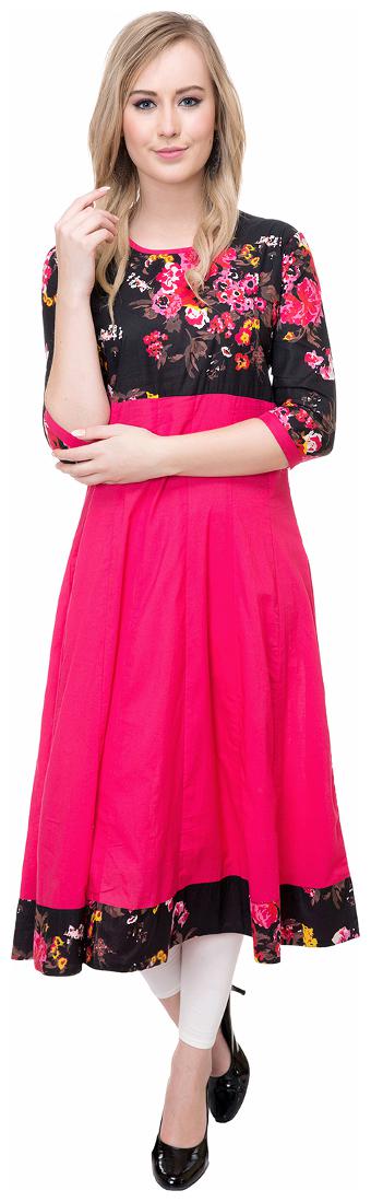 

GALIX Women Pink Cotton Casual Regular Anarkali Solid Kurtas
