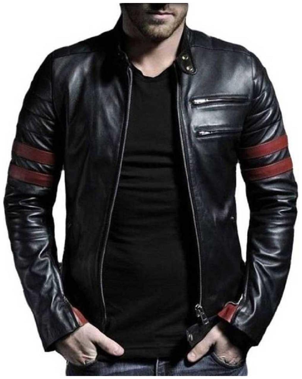 

GARMADIAN Men Black Solid Leather jacket