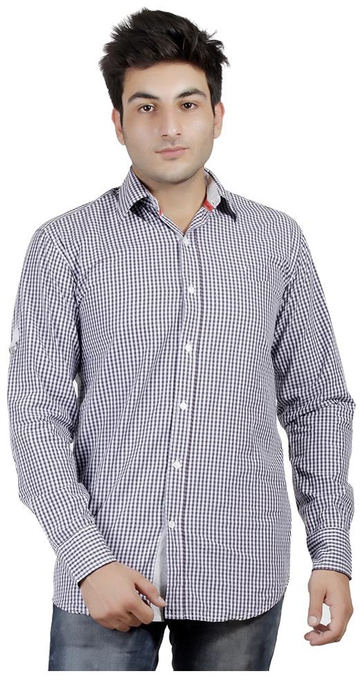 

Gasser Men Blue Checked Slim Fit Casual Shirt