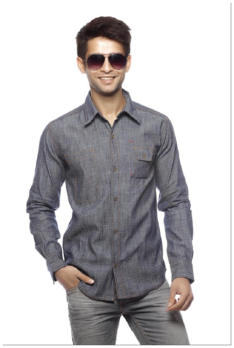 

Gasser Men Grey Solid Slim Fit Casual Shirt