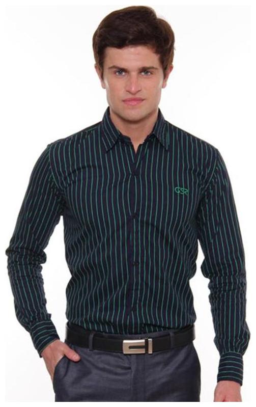 

Gasser Casual Shirt in Blue super Fine Popline Fabric