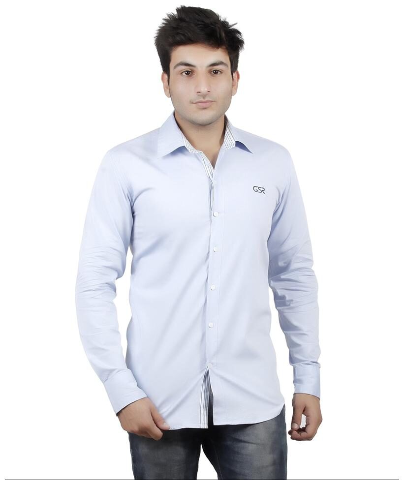 

Gasser Men Blue Solid Regular Fit Casual Shirt