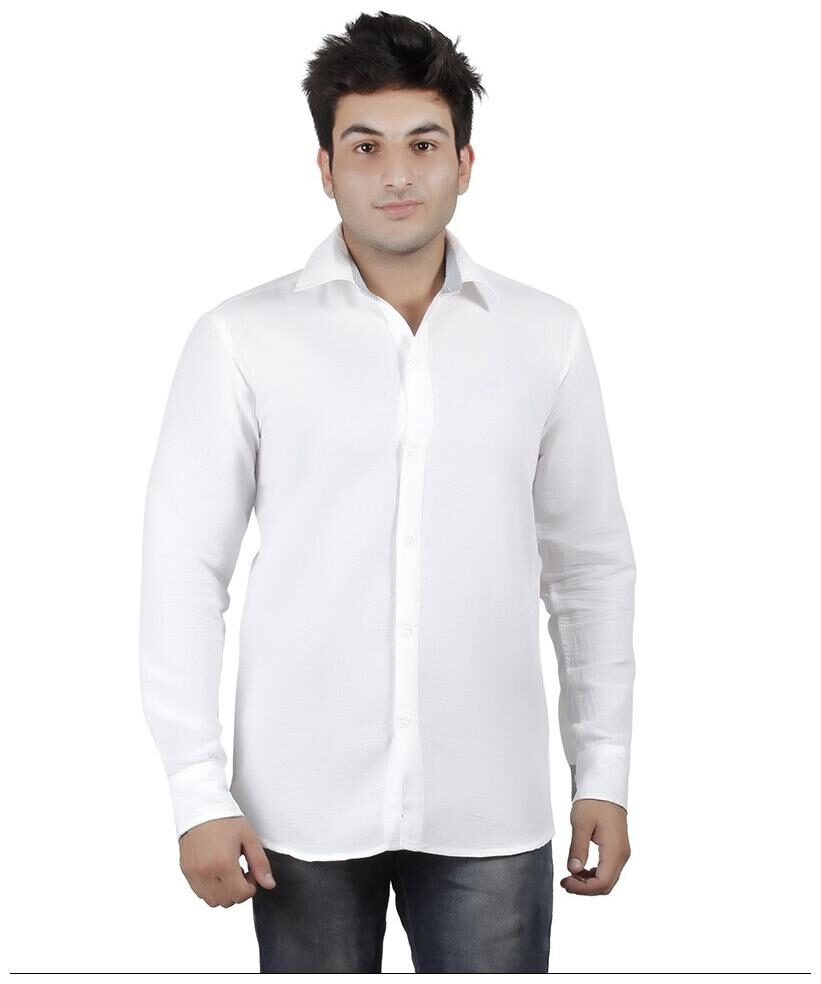 

Gasser men s linen solid white shirt