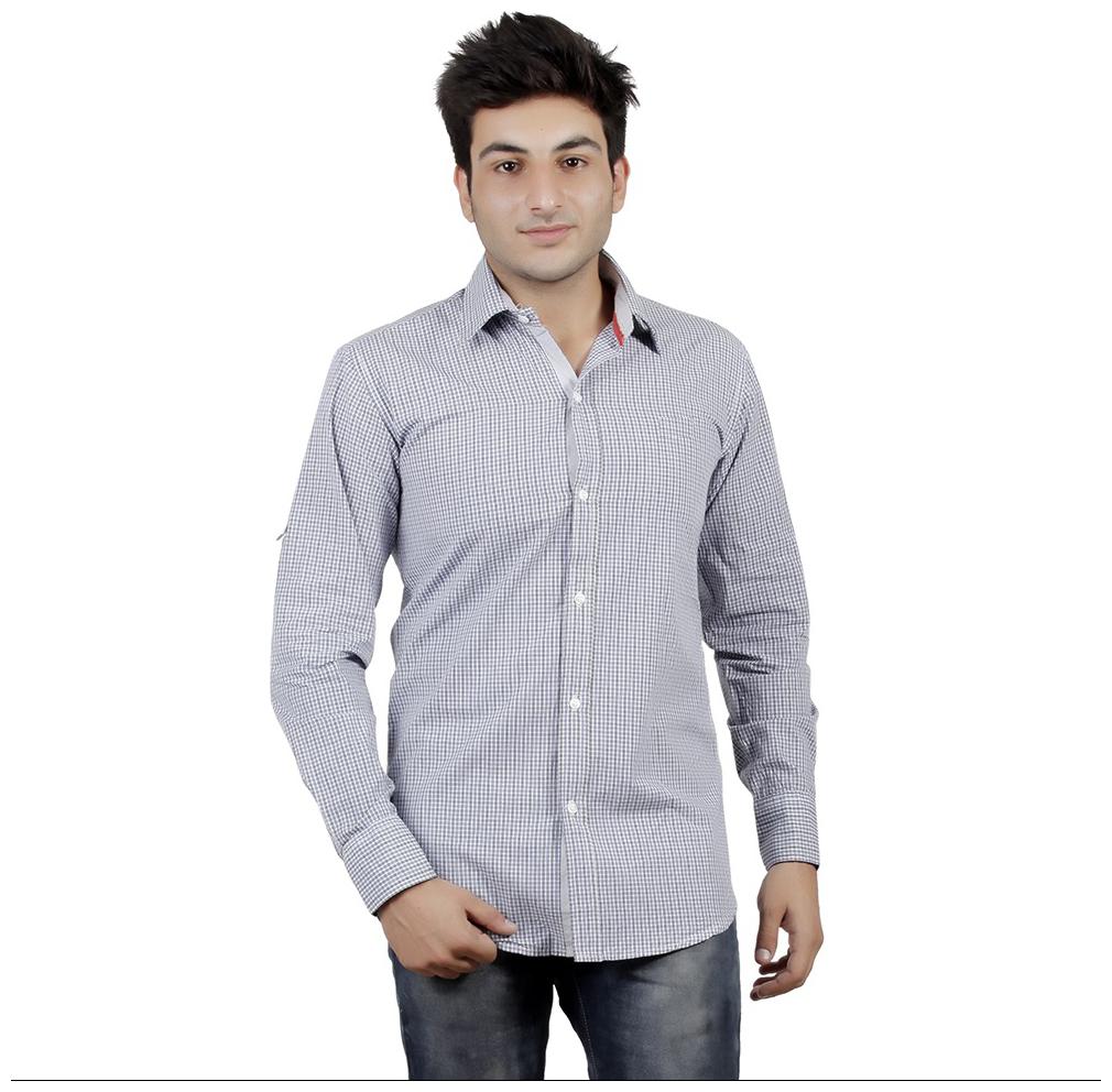 

Gasser men s cotton casual shirt in blue blk and white