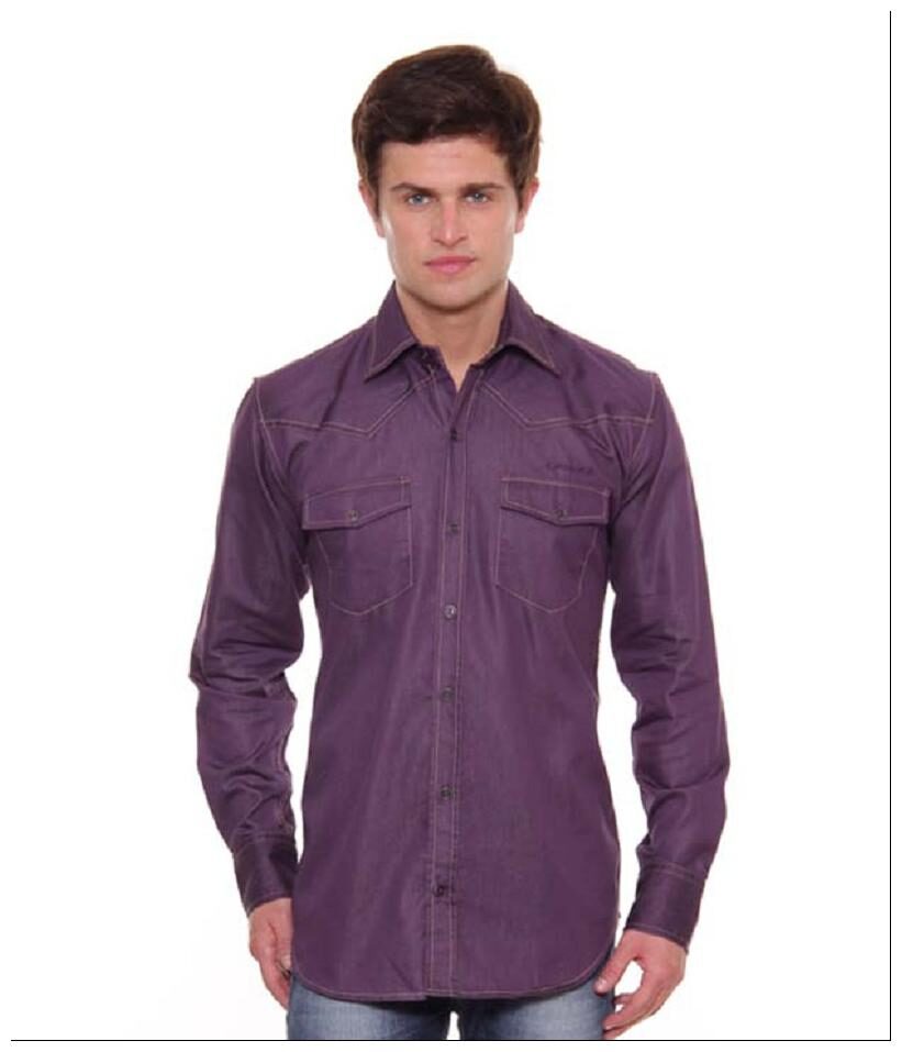 

Gasser Casual Shirt in Purple Comfort Stretch Denim