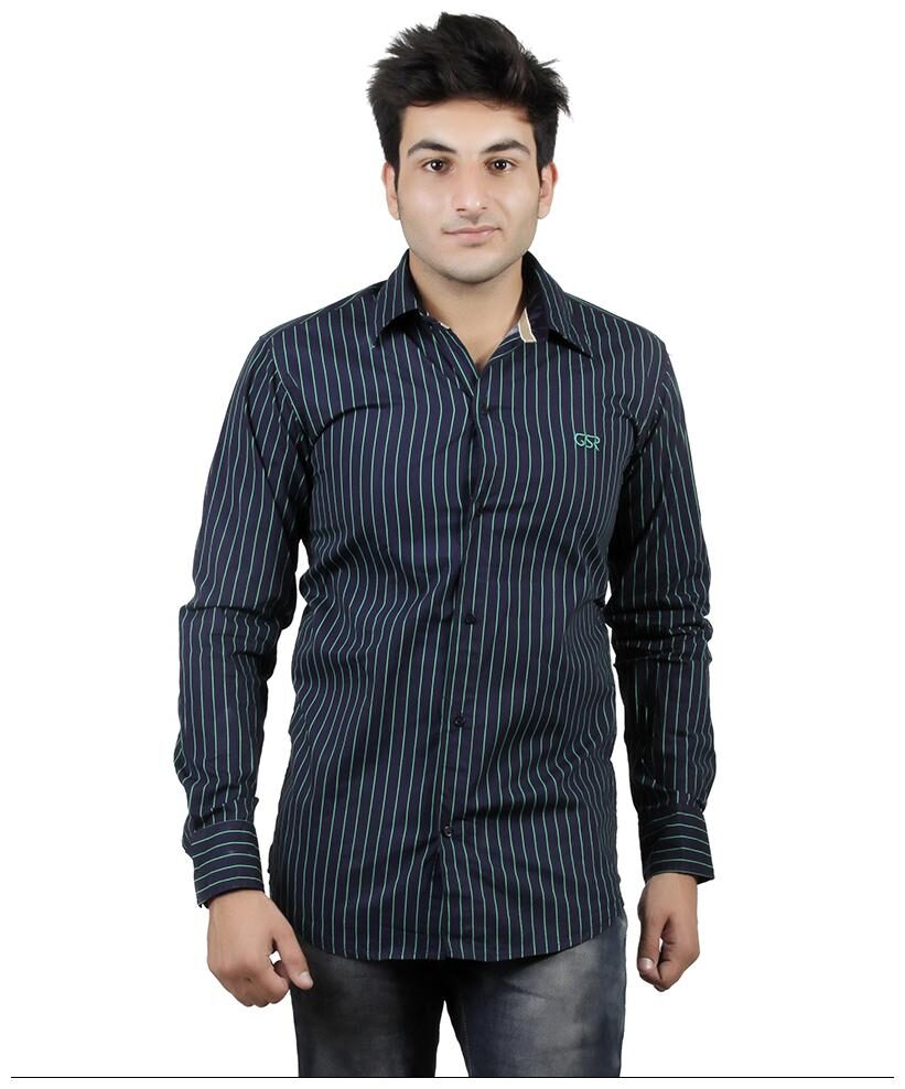 

Gasser Navy casual super fine cotton shirt