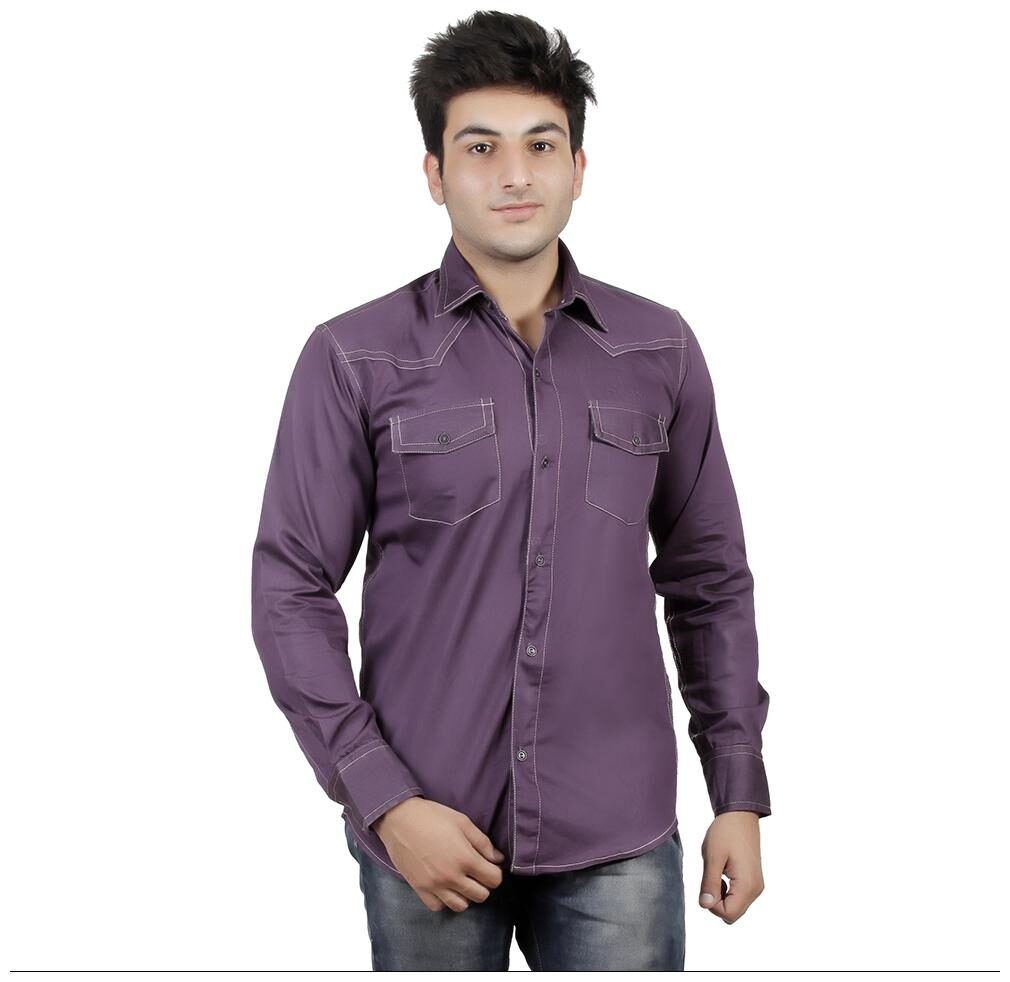 

Gasser Men Purple Solid Slim Fit Casual Shirt