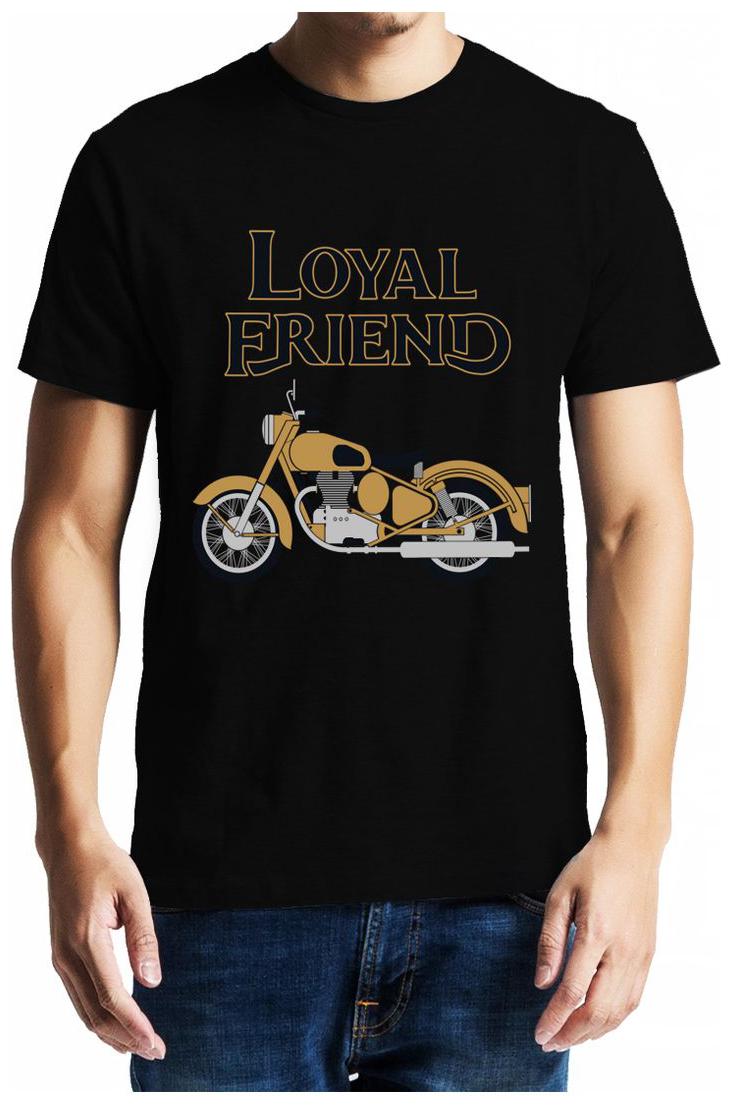 

GeekDawn Men Round Neck Graphic T-Shirt(Loyal Friend Bullet Royal Enfield) Black