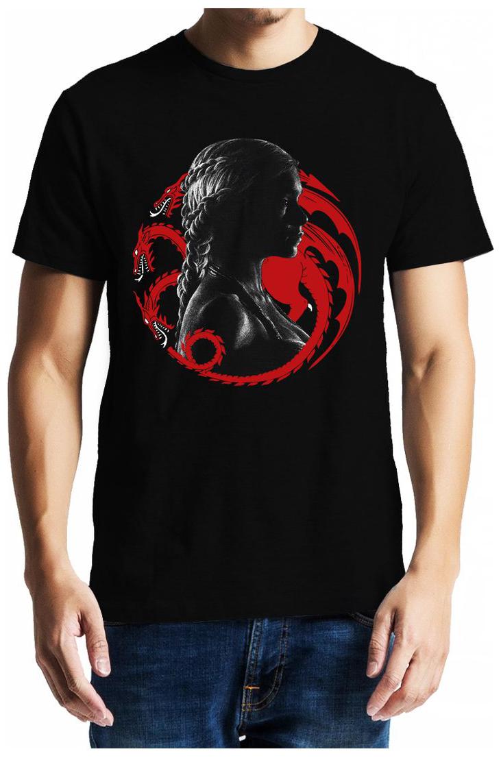 

GeekDawn Men Round Neck Graphic Game of Thrones T-Shirt(Khaleesi) Black