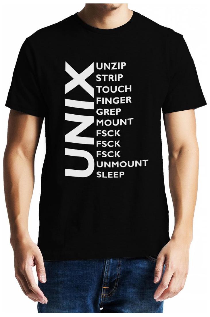 

GeekDawn Men Round Neck Graphic T-Shirt(Naughty Unix) Black