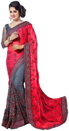 Red Rose Colour Sarees Shop for best quality of cotton sarees, silk sarees, georgette sarees and many more only at peachmode. red rose colour sarees