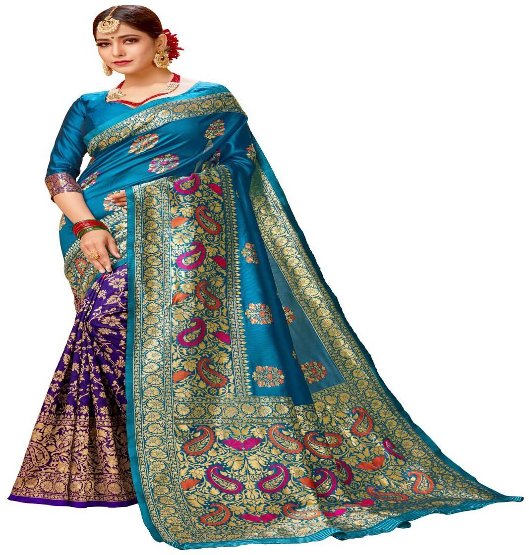 

GENIUS CREATION Women Cotton Woven Saree Green
