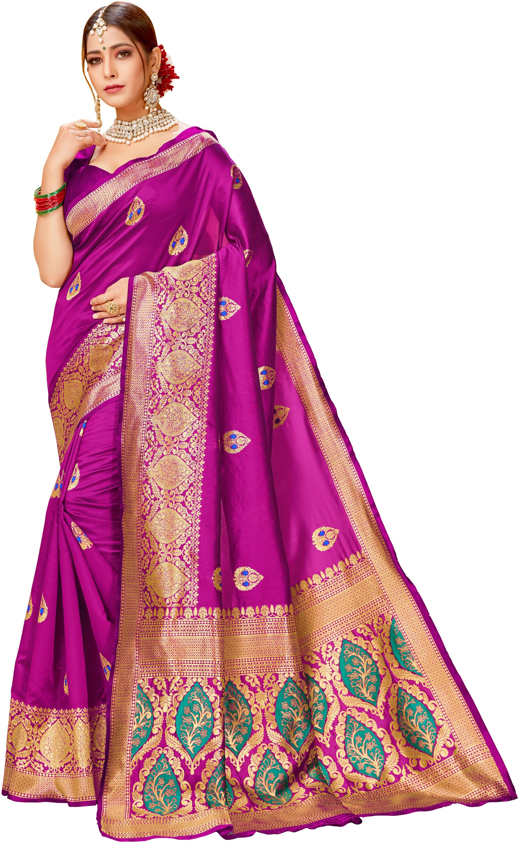 

GENIUS CREATION Women Cotton Blend Woven Pink Designer Saree With Blouse