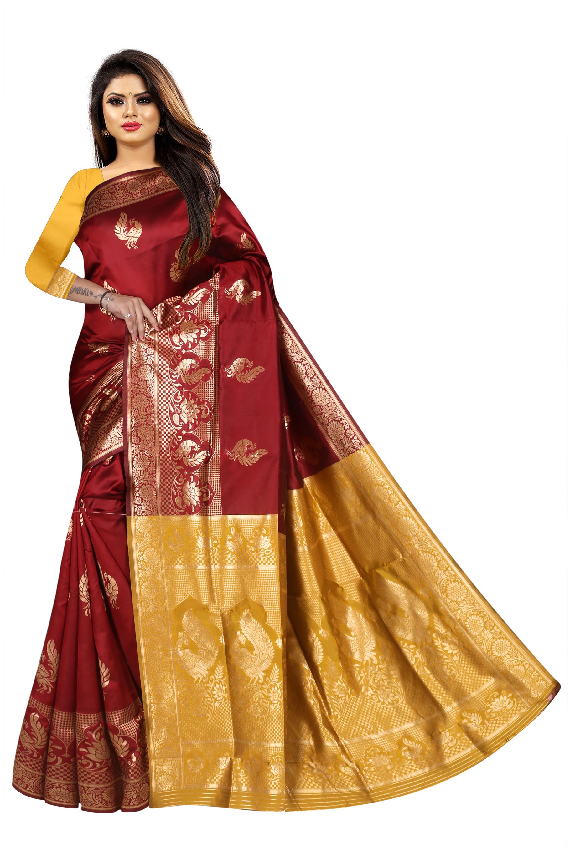 

GENIUS CREATION Womens Latest Design Art Silk Saree With Blouse Piece Maroon