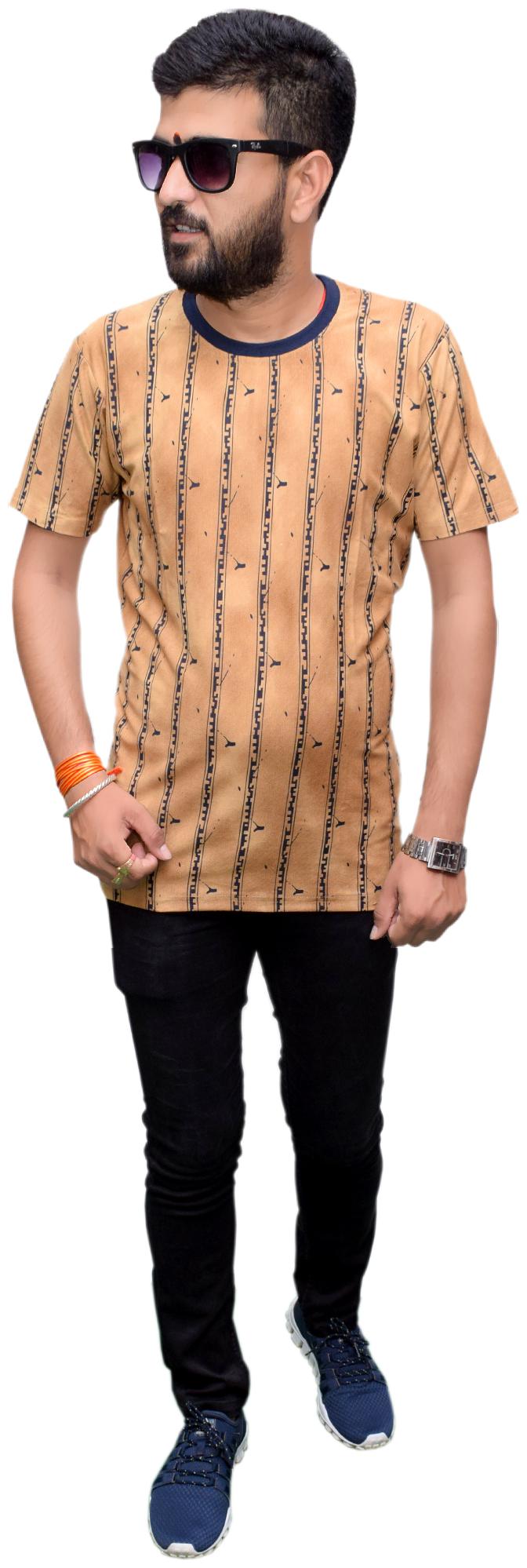 

GENTINO Men Beige Regular fit Cotton Blend Round neck T-Shirt - Pack Of 1