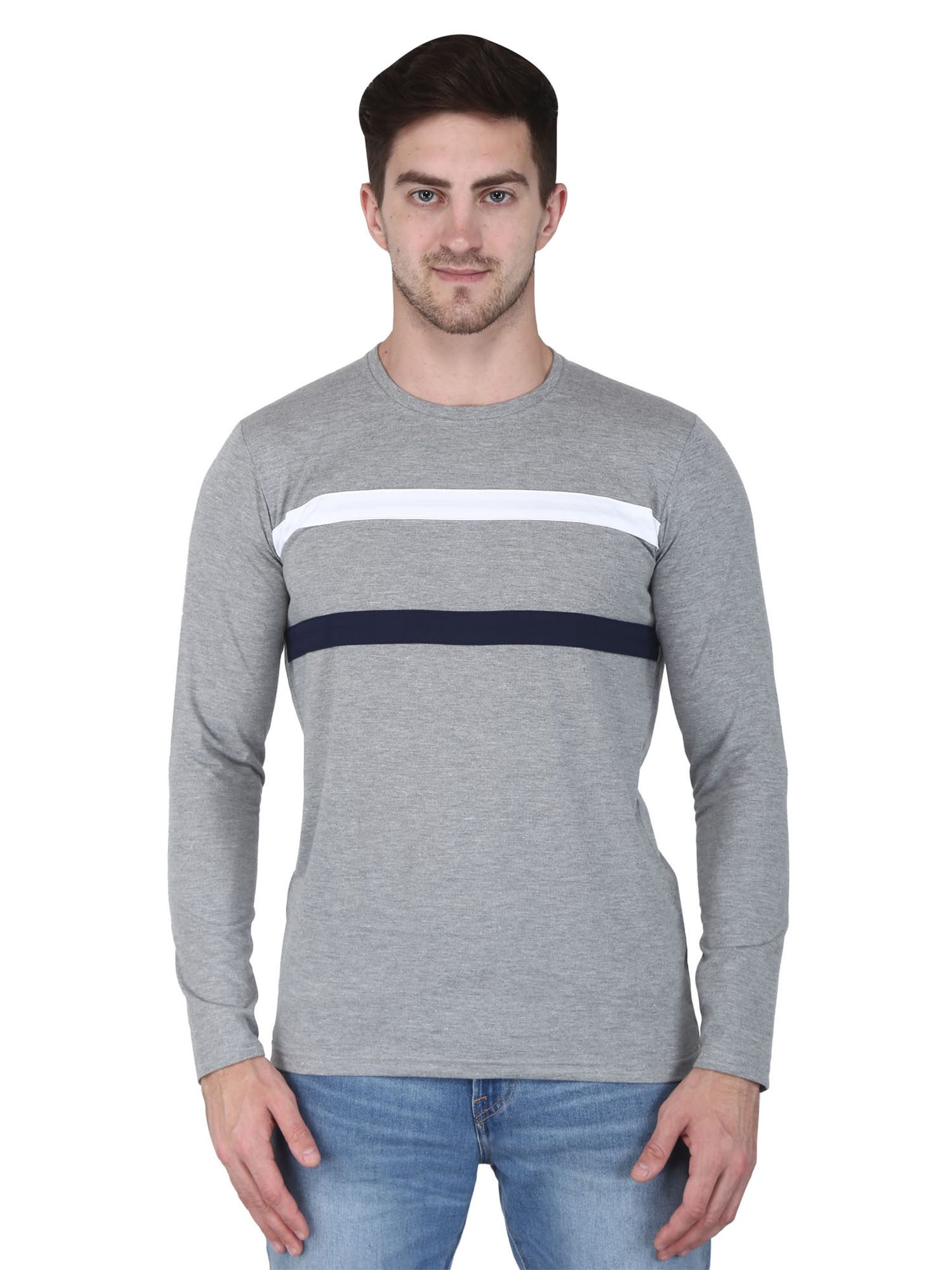 

GENTINO Men Grey Regular fit Cotton Blend Round neck T-Shirt - Pack Of 1