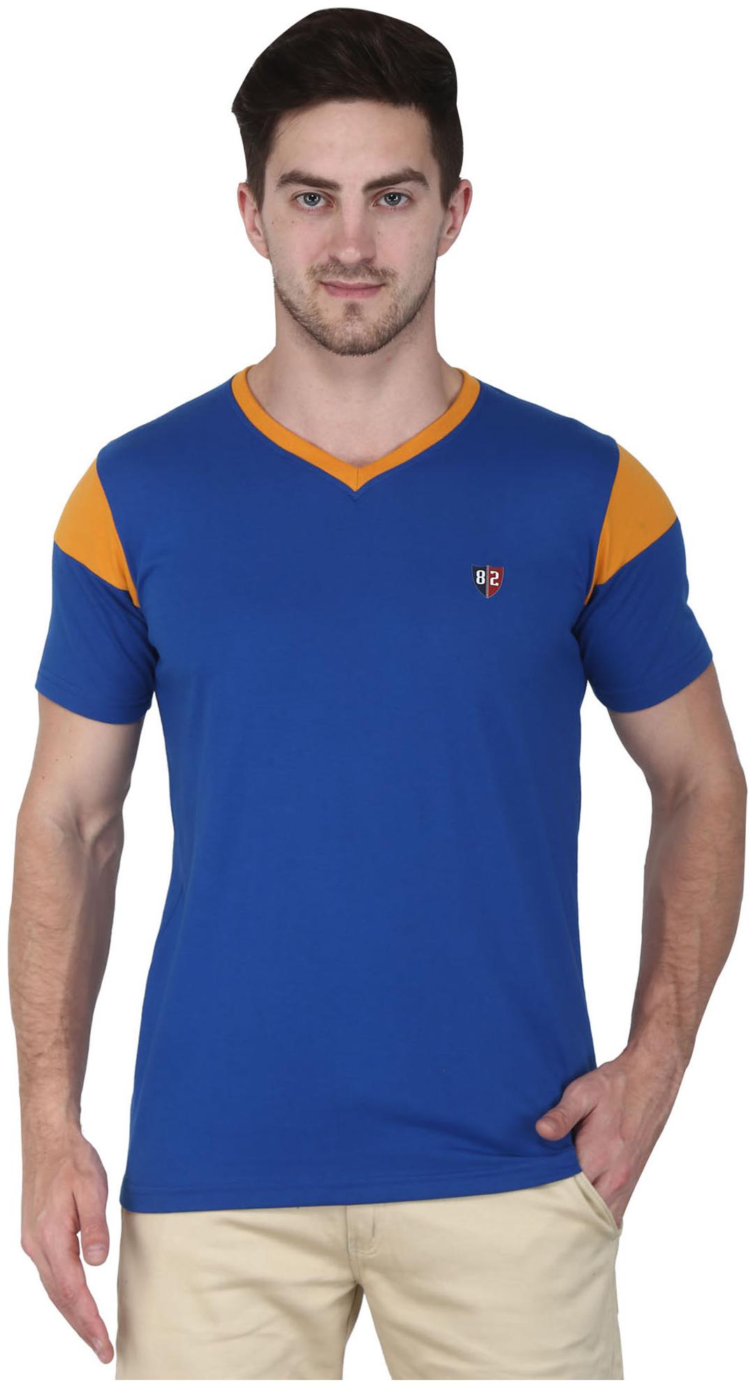

GENTINO Men Blue Regular fit Cotton Blend V neck T-Shirt - Pack Of 1
