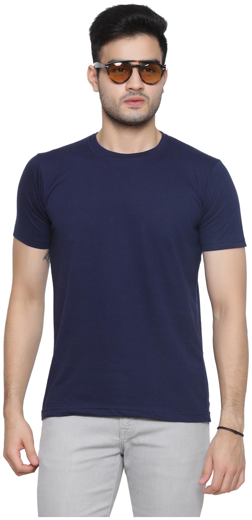

GENTINO Men Navy blue Regular fit Cotton Round neck T-Shirt - Pack Of 1