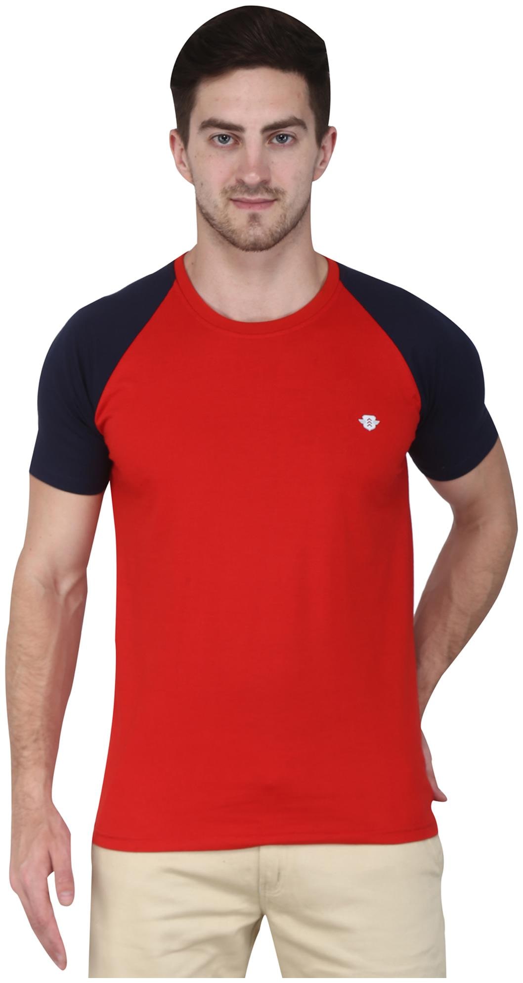 

GENTINO Men Red Blue Regular fit Cotton Blend Round neck T-Shirt - Pack Of 1