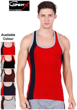 Genx Sleeveless Round Neck Men Gym Vest - Assorted