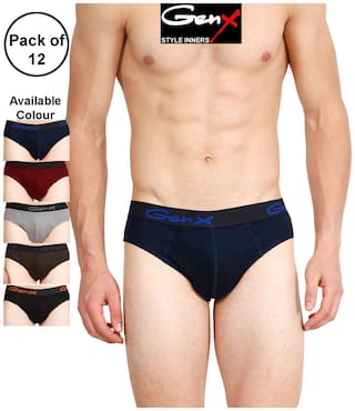 Genx Rush Assorted Cotton Briefs - Pack of 12