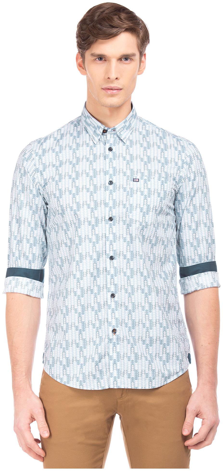 

Arrow Men Grey Printed Slim Fit Casual Shirt