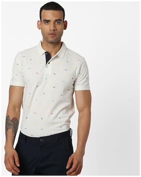 Teamspirit By Reliance Trends T Shirts For Men Teamspirit By Reliance Trends Men Regular Fit Polo Neck Geometric T Shirt White