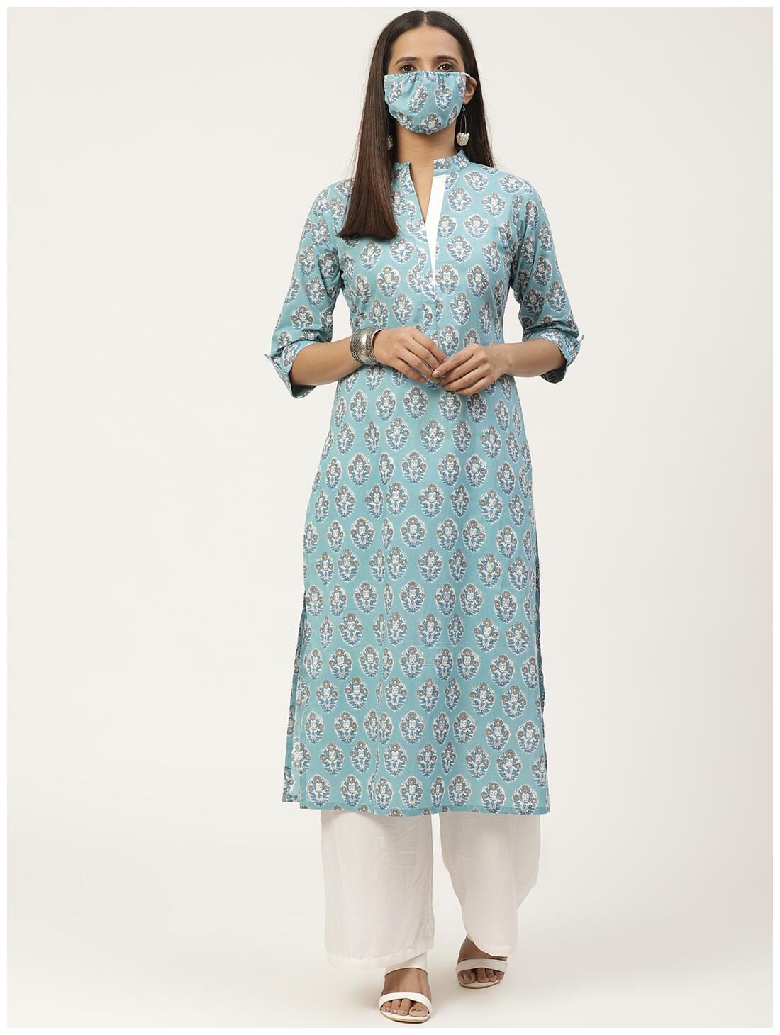 

GERUA Women Blue Floral Regular Kurta