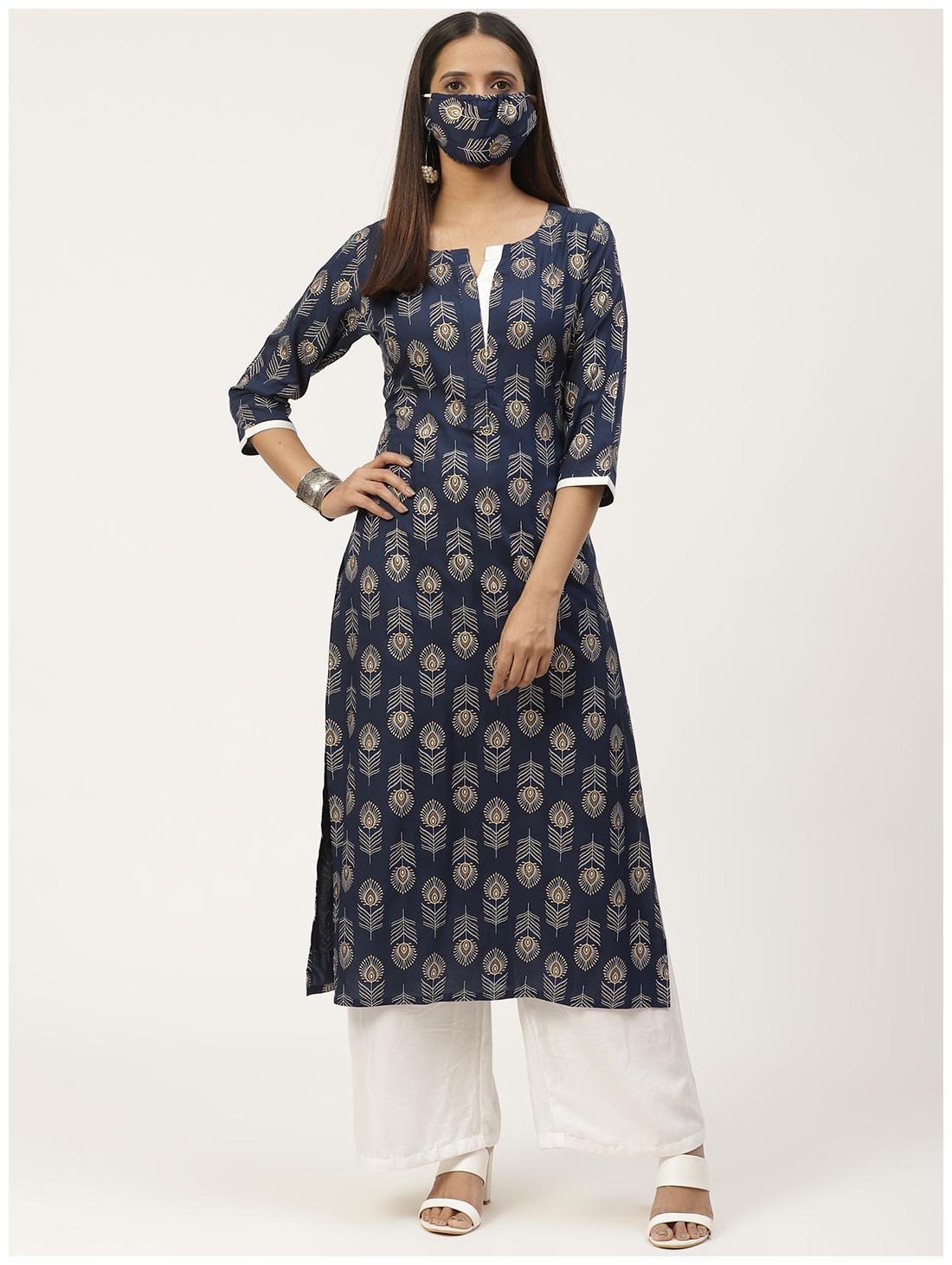 

GERUA Women Blue Floral Regular Kurta