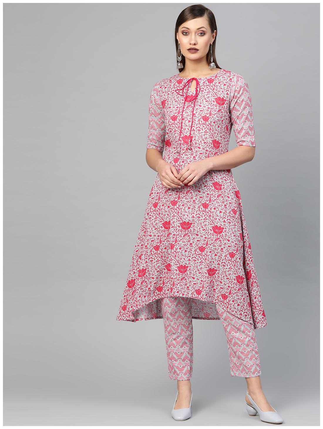 

GERUA Cotton Floral Pink Kurta With Pants