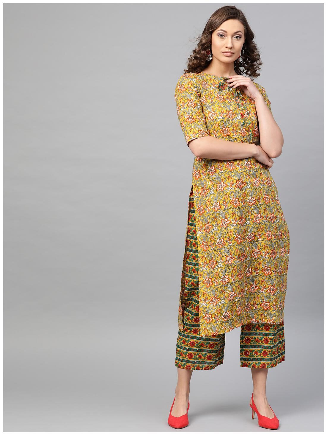 

GERUA Cotton Floral Multi Kurta With Palazzo