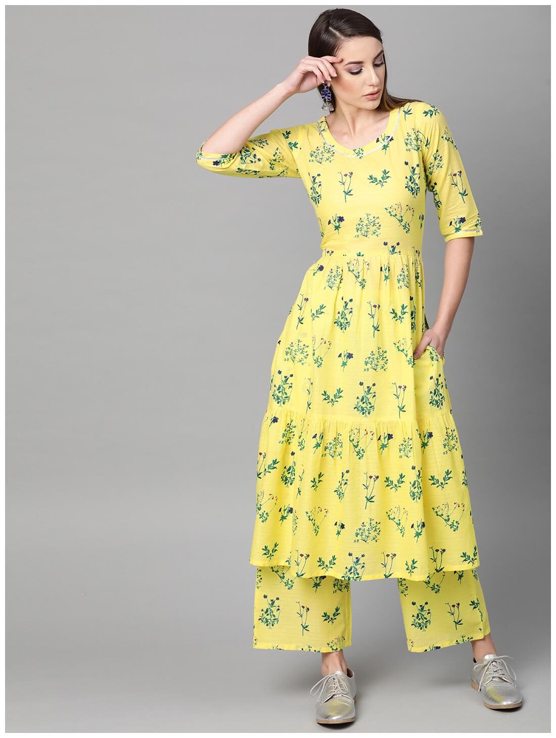

GERUA Cotton Kurta Palazzos Yellow