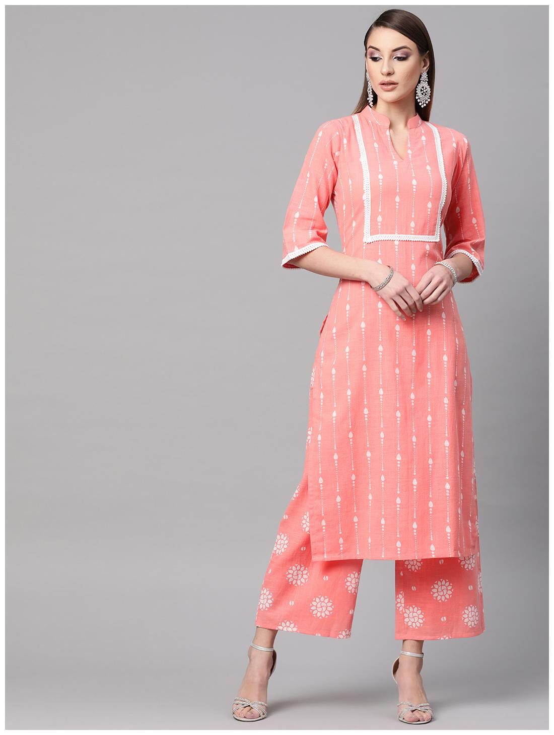 

GERUA Women Pink Printed Straight Kurta With Palazzo