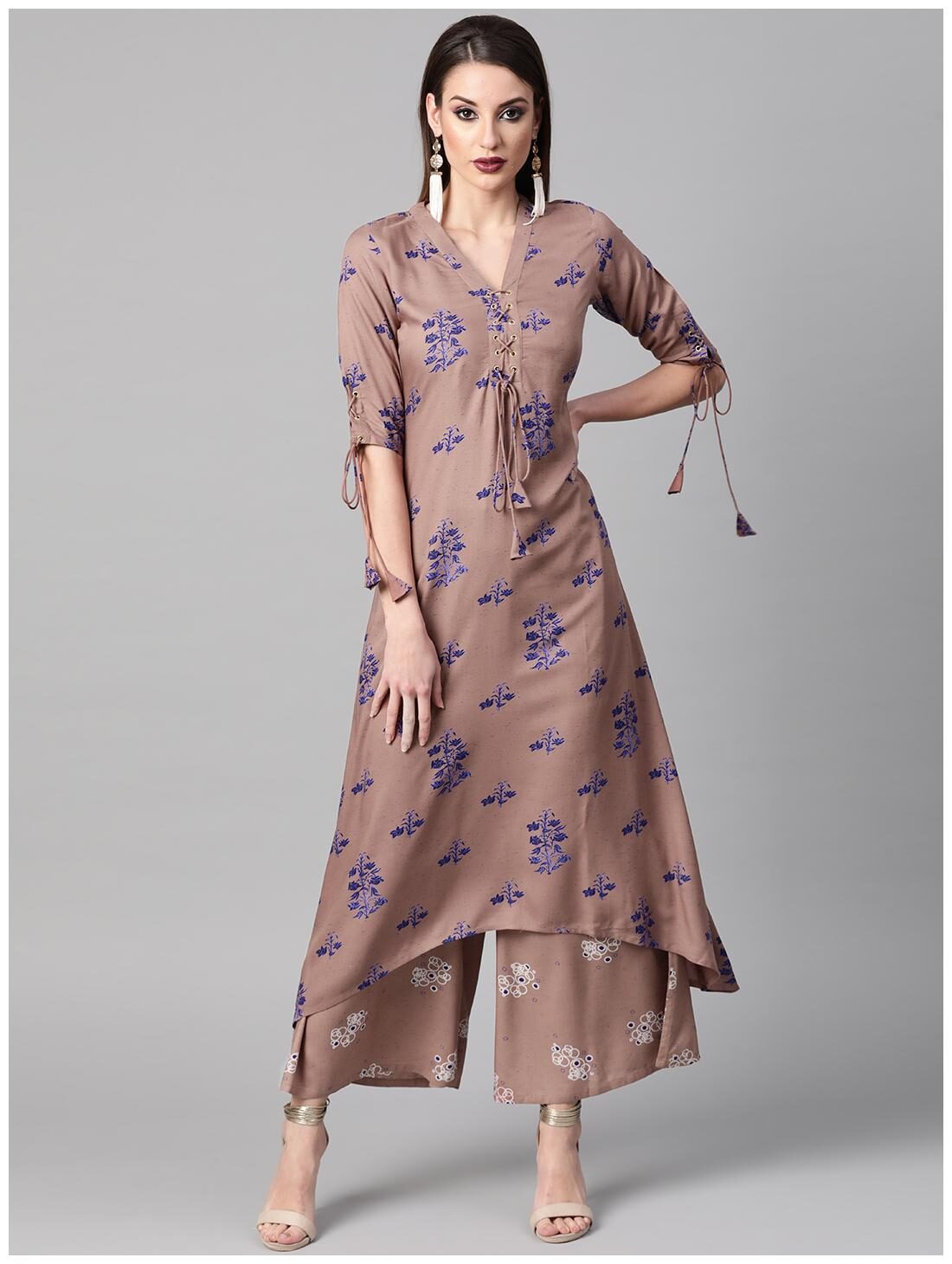 

GERUA Rayon Kurta Palazzos Brown