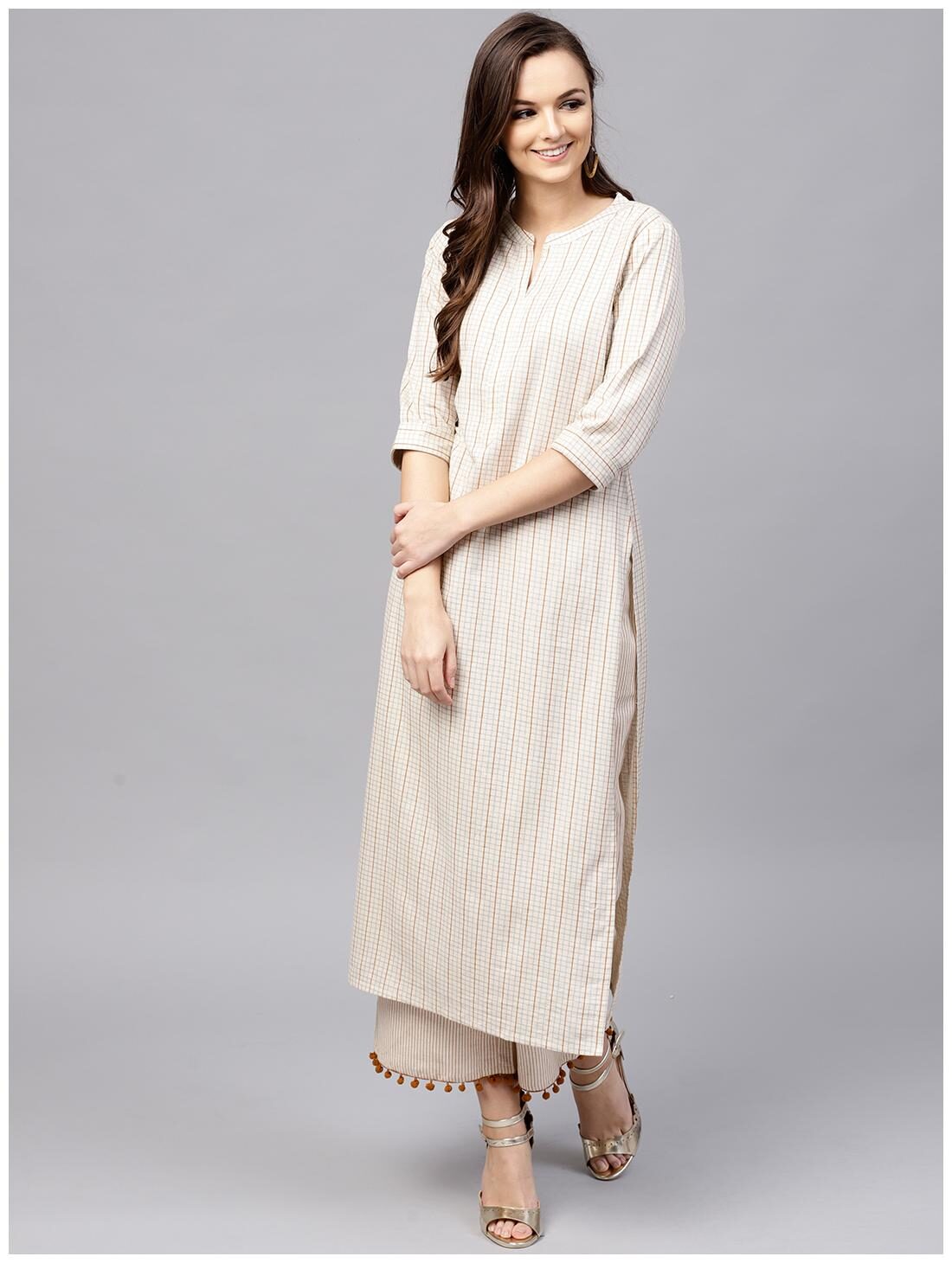 

GERUA Women Beige Printed Straight Kurta With Palazzo