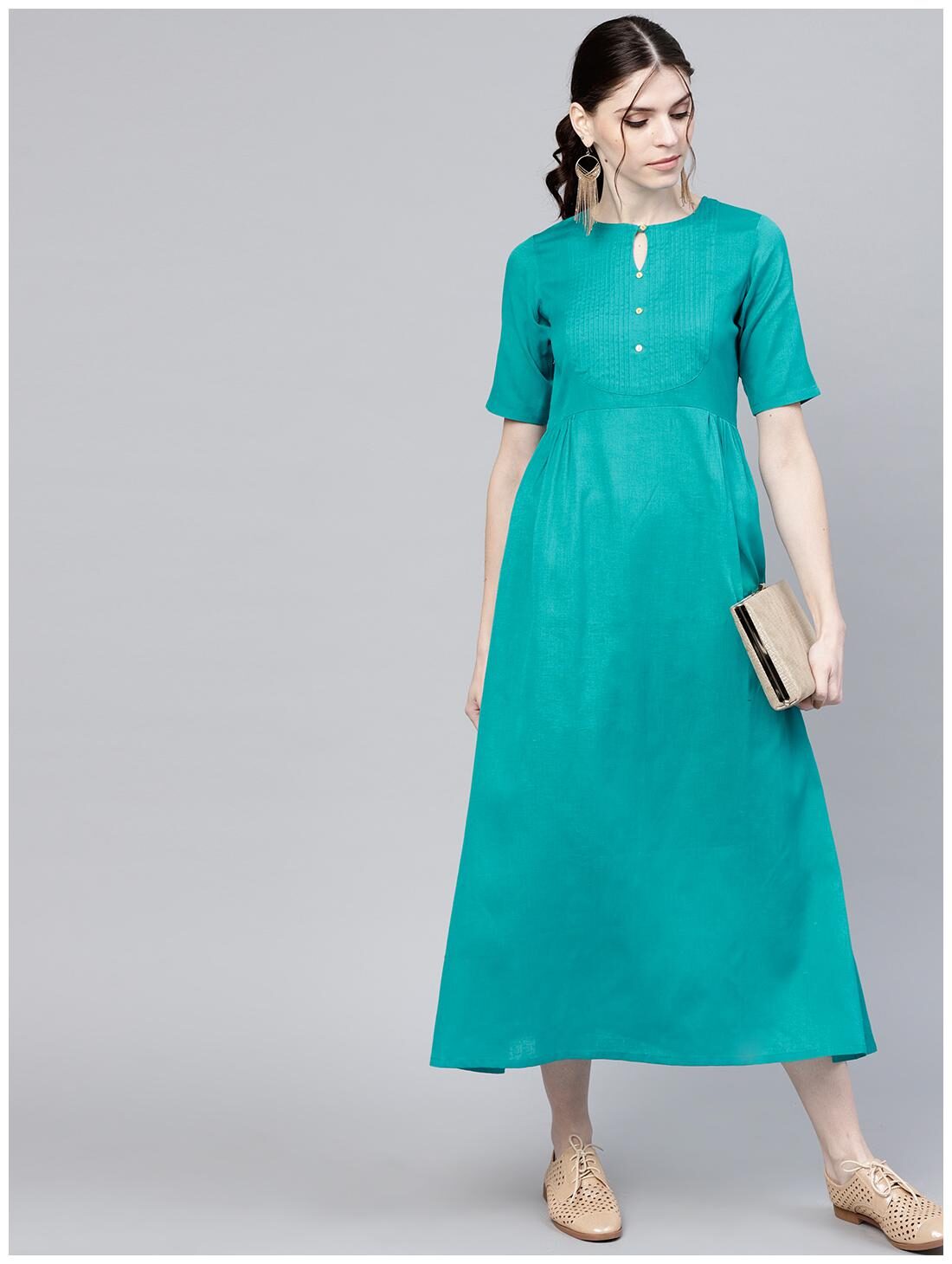 

GERUA Women Cotton A-Line Kurta -Green