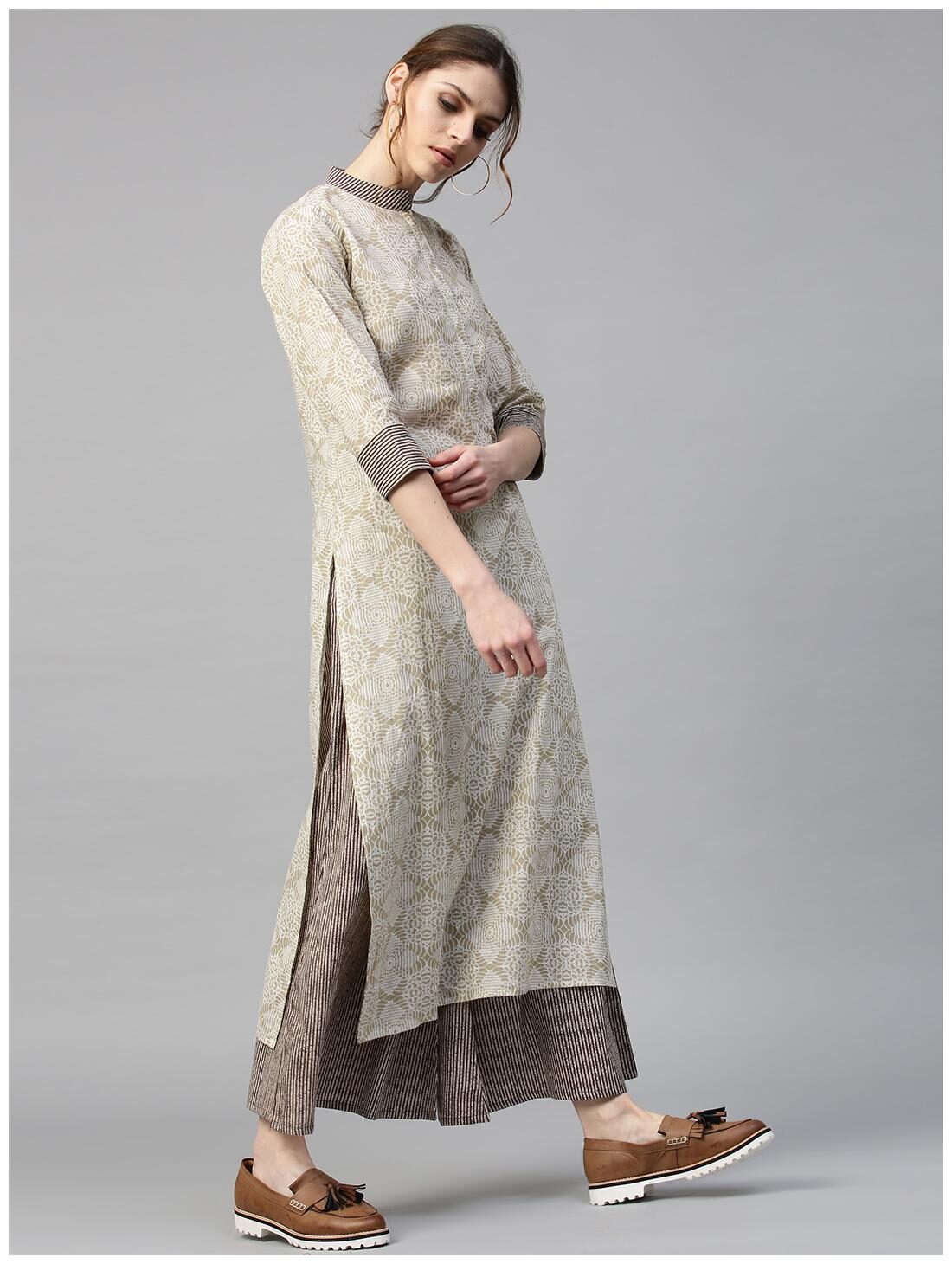 

GERUA Women White Abstract Straight Kurta With Palazzo