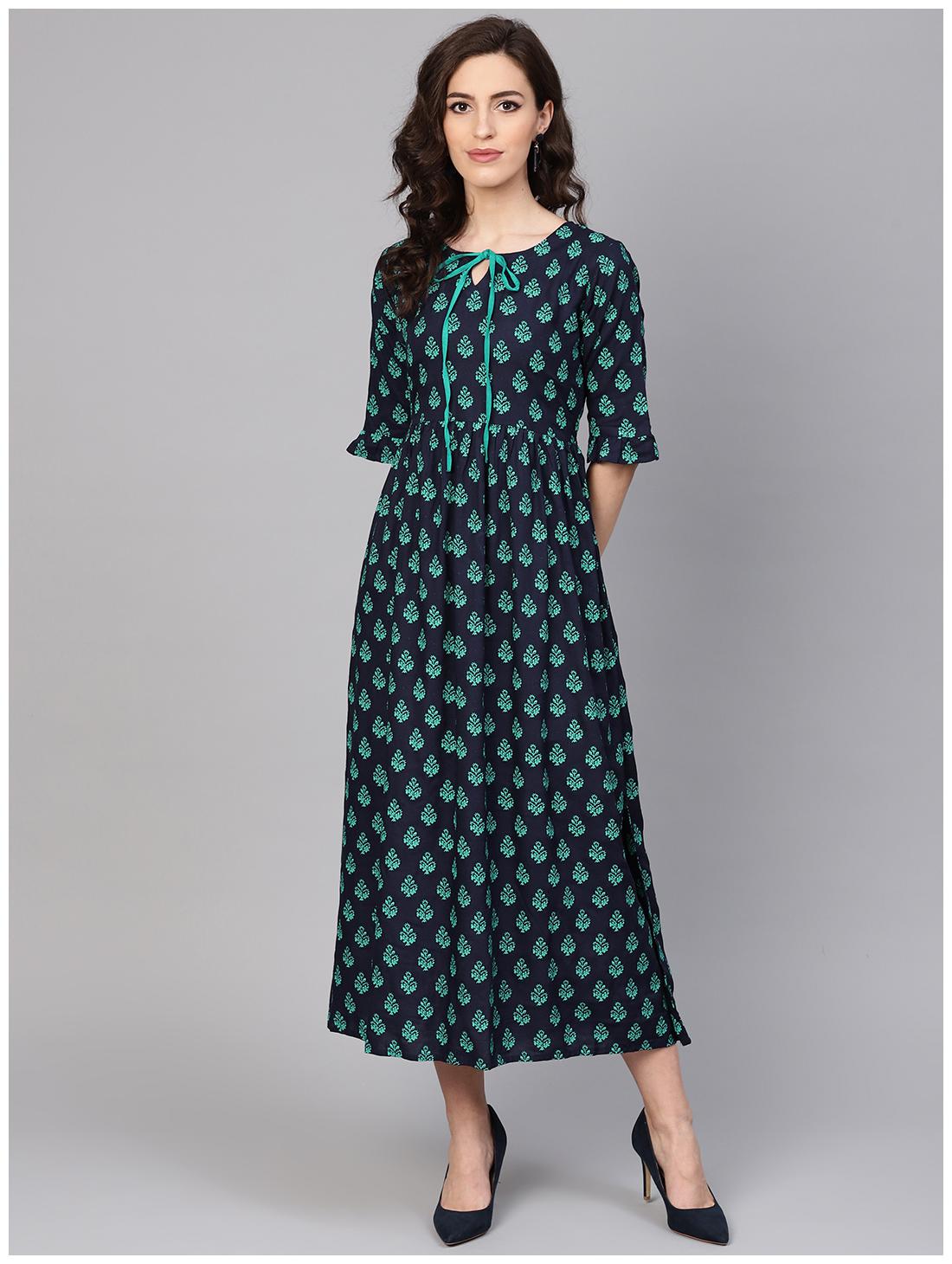 

GERUA Women Blue Floral Anarkali Kurta