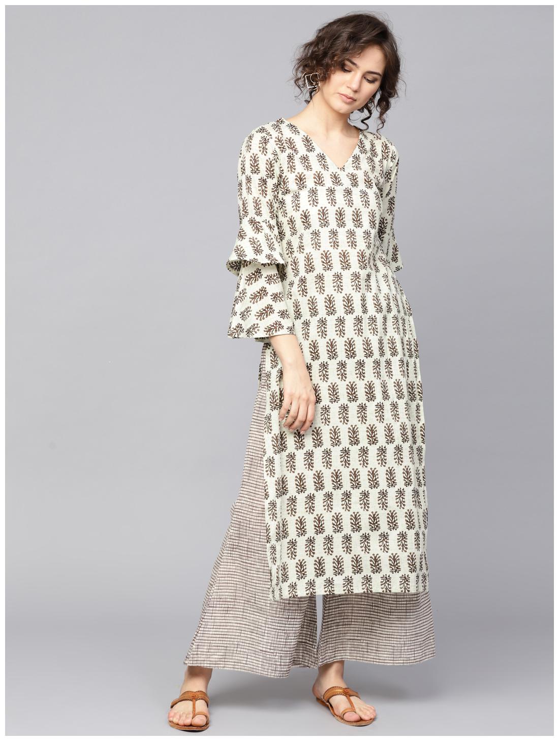 

GERUA Women Beige Floral Straight Kurta With Palazzo