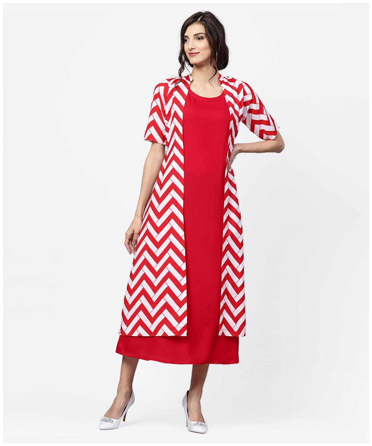 

GERUA Women Rayon A-Line Kurta -Red