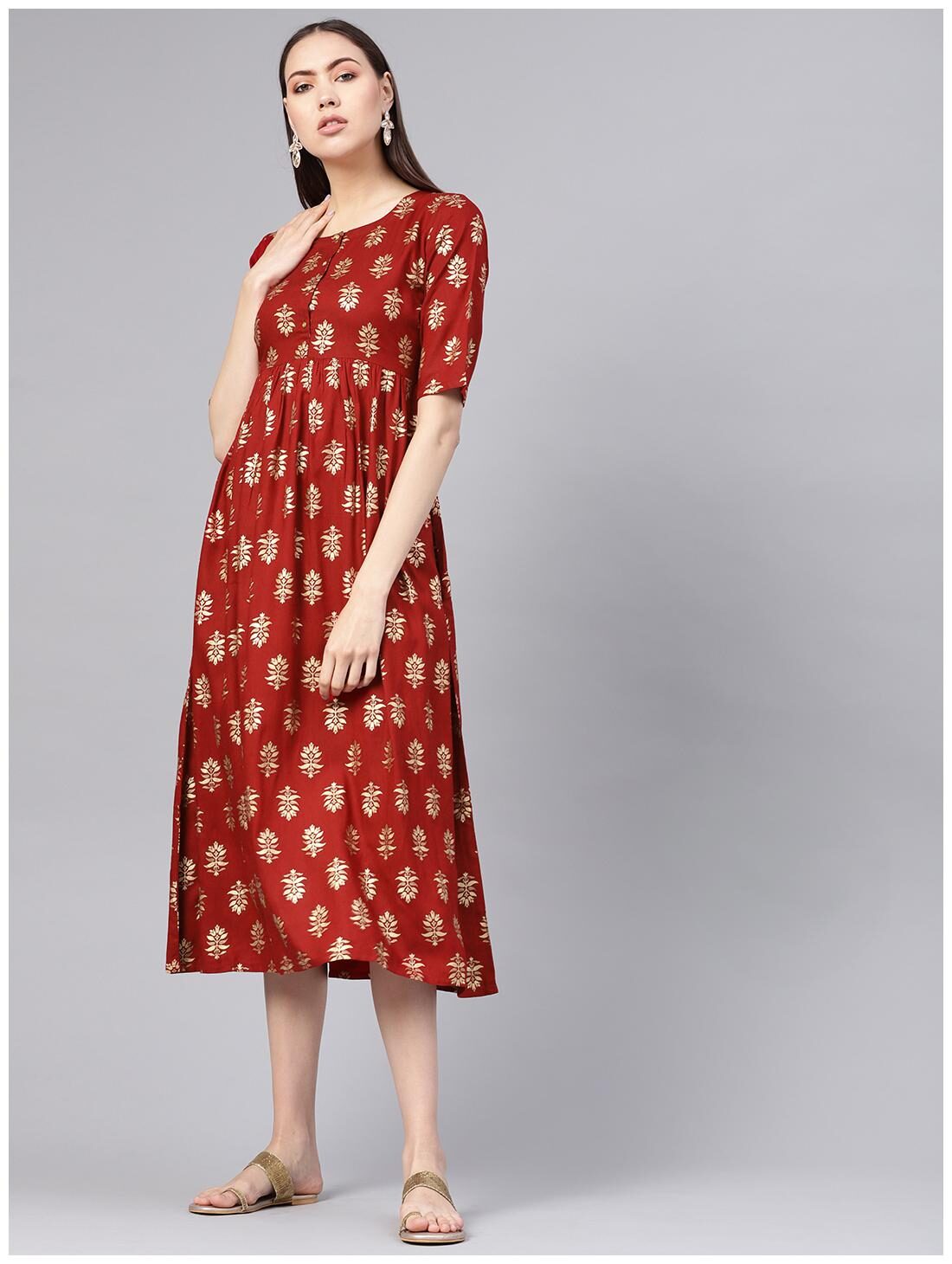 

GERUA Women Rayon Red A-line Dress