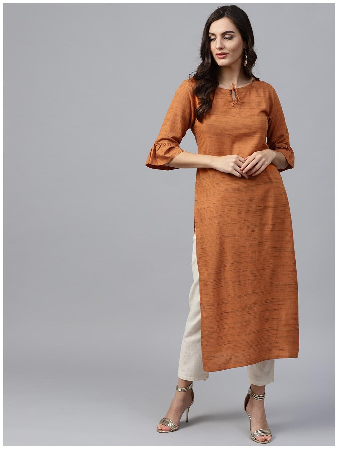 

GERUA Women Orange Ethnic Motifs Straight Kurta