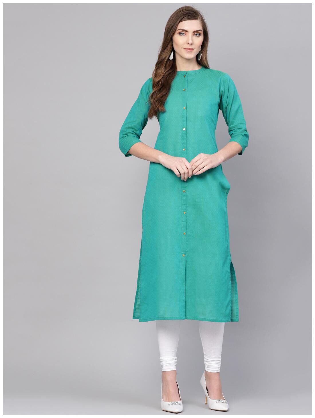 

GERUA Women Green Solid Straight Kurta