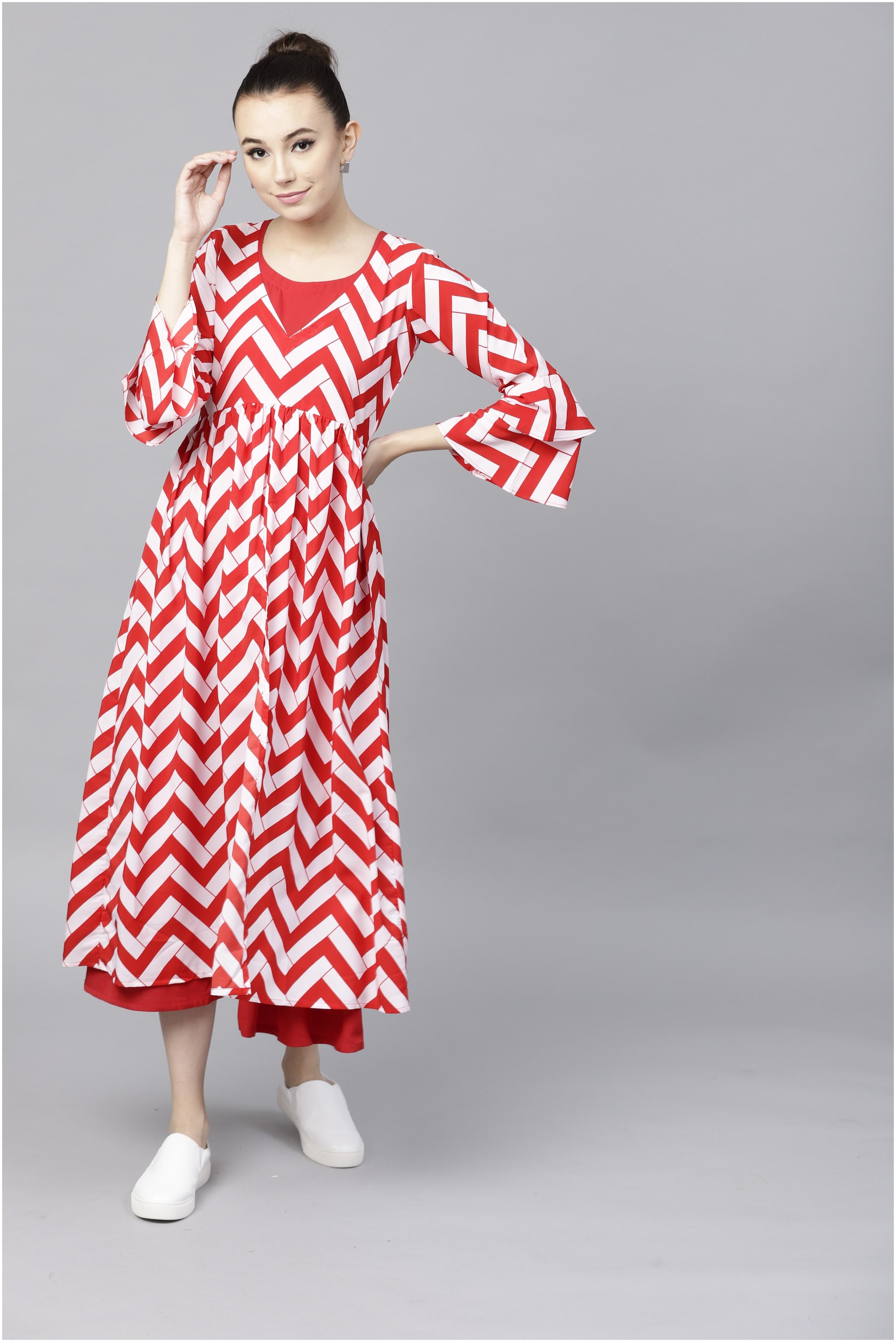 

GERUA Women Polyester A-Line Kurta -Red